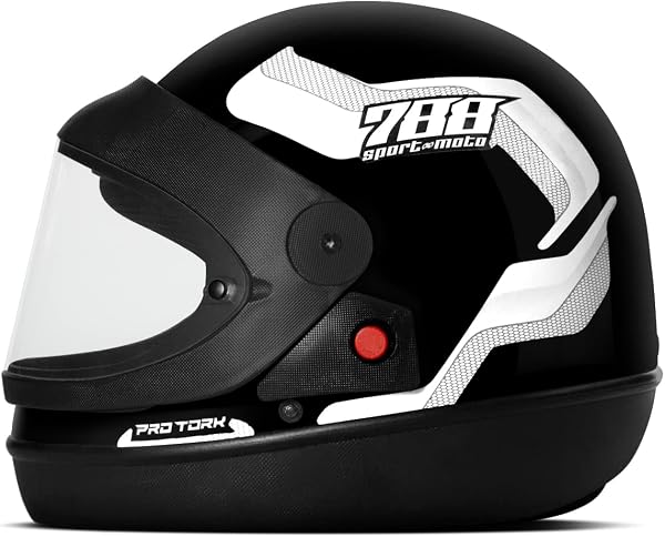 Capacete Fechado Pro Tork Sport Moto 788 Preto e Branco Tam. 56
