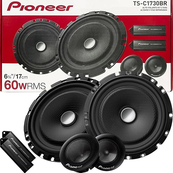 Kit 2 Vias Pioneer TS-C1730BR com Alto-Falantes de 170 mm, Tweeters e Crossover