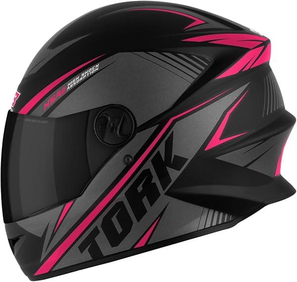 Pro Tork Capacete Moto R8 Fechado, Viseira Fumê, Preto/Rosa, Tam. 58